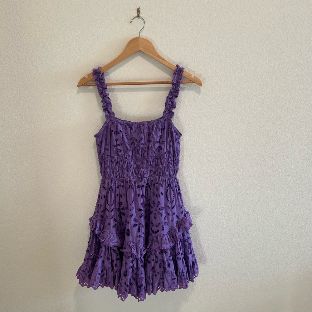 Purple Eyelet Sundress Rococo Sand Moss Short Dress in Violet - Picture 4 of 4
